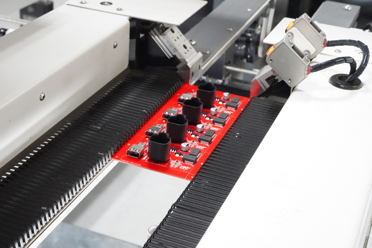 PCB Board being held in place